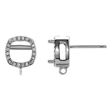 Earring Setting Cushion 8mm Semi Mount Women Earring 925 Sterling Silver Jewelry