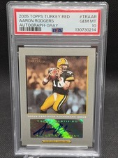 2005 Topps Turkey Red Aaron Rodgers ROOKIE AUTO GRAY SP RC Packers MVP PSA 10!