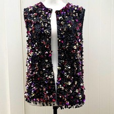 Vintage 60s  beaded vest Embellished with sequins. 100 Wiool Must see  Video