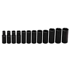 357 - 3/8Inch Drive 12 PCS Set- 6 Point Deep Metric Imp. Sockets 8mm - 19mm 2EA
