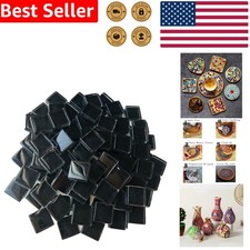 Polished Black Crystal Mosaic Tiles - Perfect for DIY Art Projects, 100 pcs