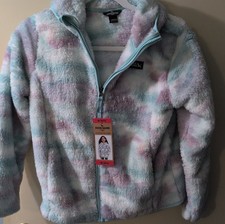 NWT Eddie Bauer Kids Youth High Pile Full Zip Jacket w/ Hood, Lt Blue Med 10/12