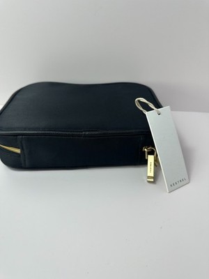 KESTREL : New With Tags Black Vegan Leather Travel Cosmetic Bag & Organizer