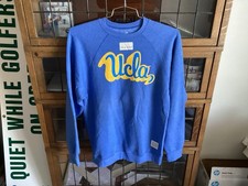 NWOT UCLA Bruins RETRO BRANDS Blue SCRIPT SPELL OUT Sweatshirt SZ S - Cool