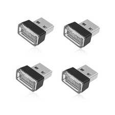 4 PCS USB LED Car Ambient Lighting Kit Plug in Atmosphere Lamps Portable purple