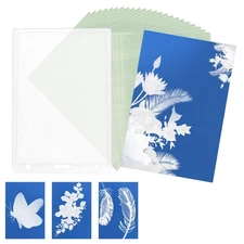 24 Pcs Sun Print Paper Kit A7 Cyanotype Paper & Folder High Sensitive Solar A...