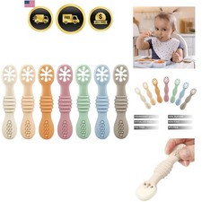 7 Pack Silicone Baby Feeding Spoon  Baby Led Weaning Supplies  Toddler Infa...