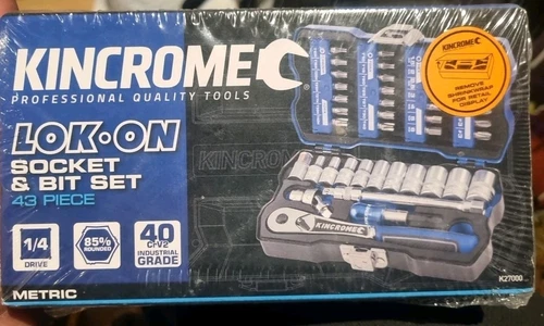 KINCROME K27000 LOK-ON Socket & Bit Set 43 Piece 1/4 BRAND NEW