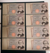 Lire Mille Giuseppe Verdi 8 PZ. con decreti diversi Perfette+