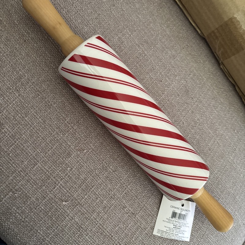 new candy striped rolling pin ceramic