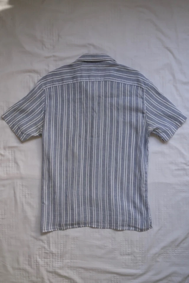 Oliver Spencer Short Sleeve Shirt – Size 16.5 (L) – Striped Linen Cotton Blend - image 2 of 4