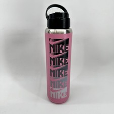 Nike Water Bottle 24oz Stainless Steel Pink Screw Lid Straw Handle Reusable