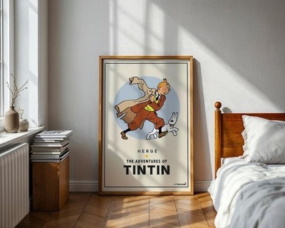 Adventures of Tintin Poster, Minimalist Retro Comic Wall Art