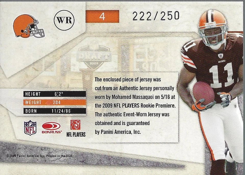 2009 Absolute Memorabilia War Room Materials #4 Mohamed Massaquoi Jersey /250 FB - Image 2 of 2