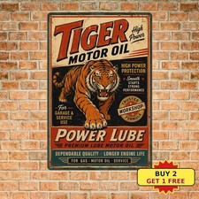 Vintage Gas Station Motor Oil Metal Sign Retro Auto Shop Garage Wall Decor
