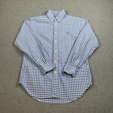 Polo Ralph Lauren Boys M 10-12 Blue Gingham Button Down Oxford Shirt