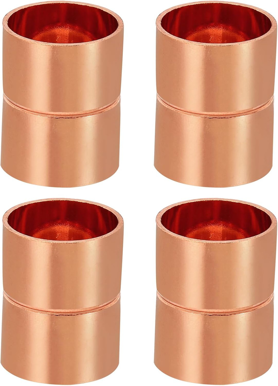7/8 Inch ID Copper Coupling Fittings, 4 Pcs Rolled Tube Stop Straight Pipe