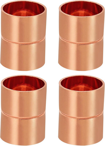 7/8 Inch ID Copper Coupling Fittings, 4 Pcs Rolled Tube Stop Straight Pipe