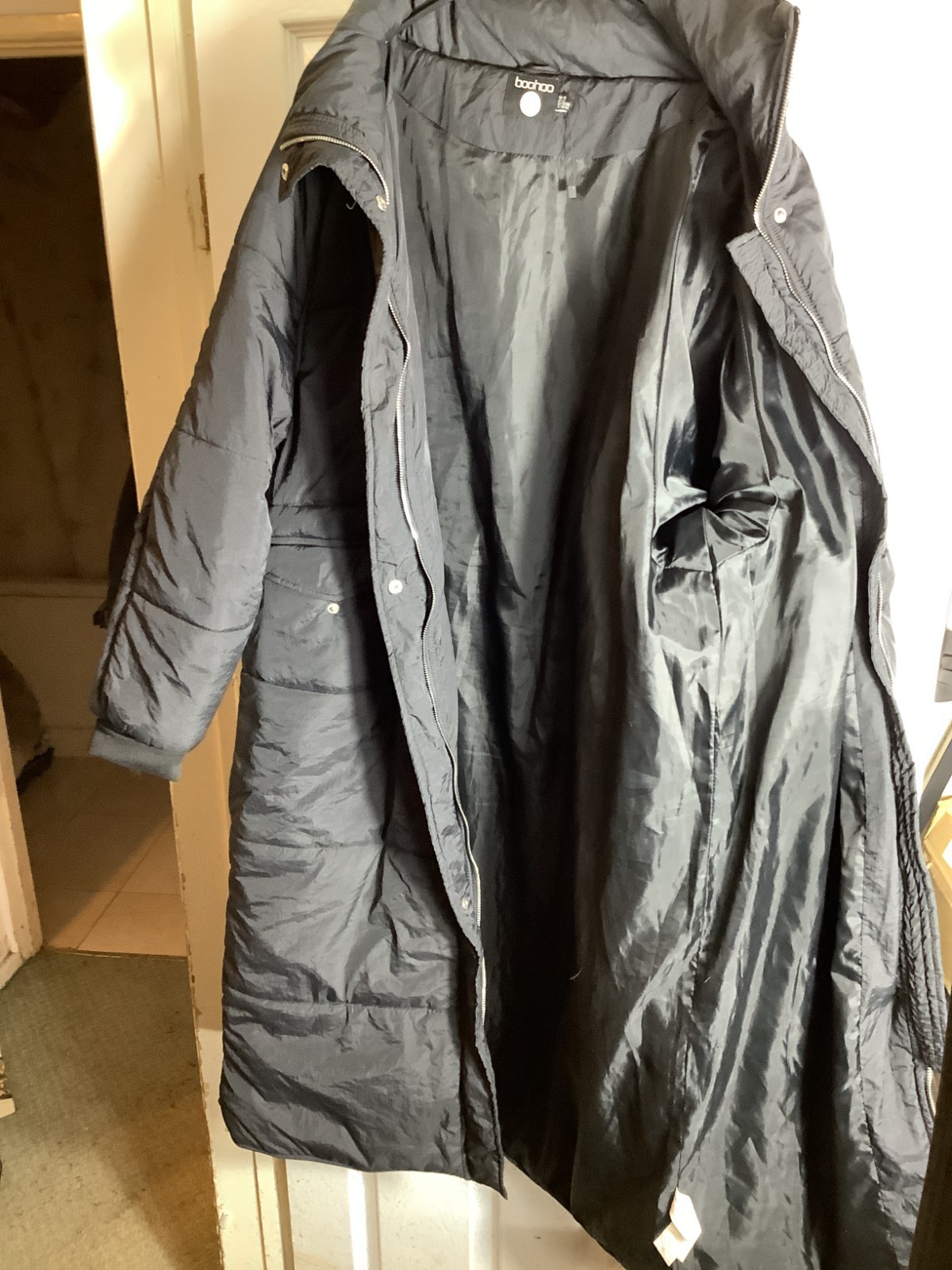 Boohoo Tall Longline Padded Coat Black Size 16 Sku 033 image 5