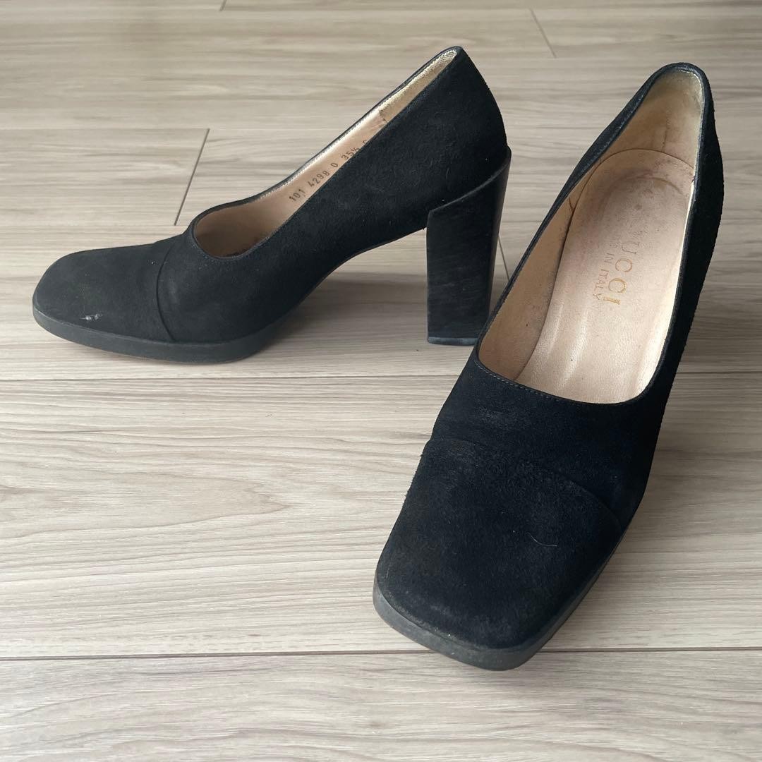 Gucci Square Toe Heels Black Suede Size 35.5 US About5.5 For Women thumbnail 23