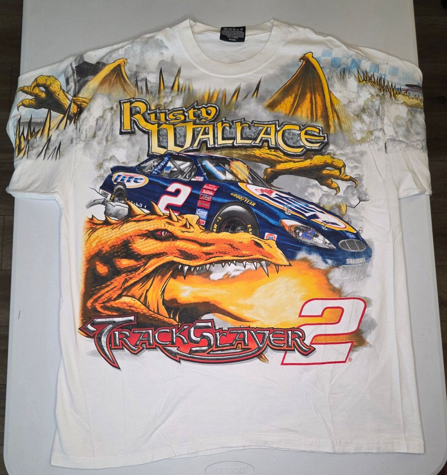 Vintage Nascar Rusty Wallace "Track Slayers" Dragon AOP Tee
