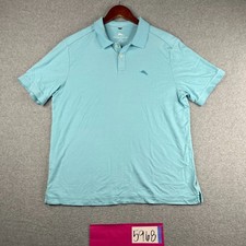 Tommy Bahama Polo Shirt Large Light Blue Casual Fish Logo Beach Mens