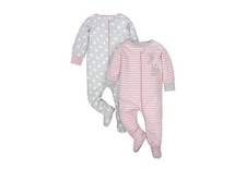 6-9 Months Wonder Nation Baby Neutral Zip Up Sleep N Play Footed Pajamas 2 pak
