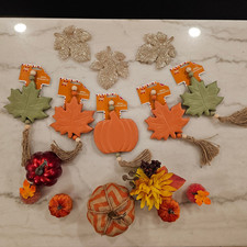 Halloween Autumn Fall Decorations Pumpkins Leaves pumpkin set lot decorative