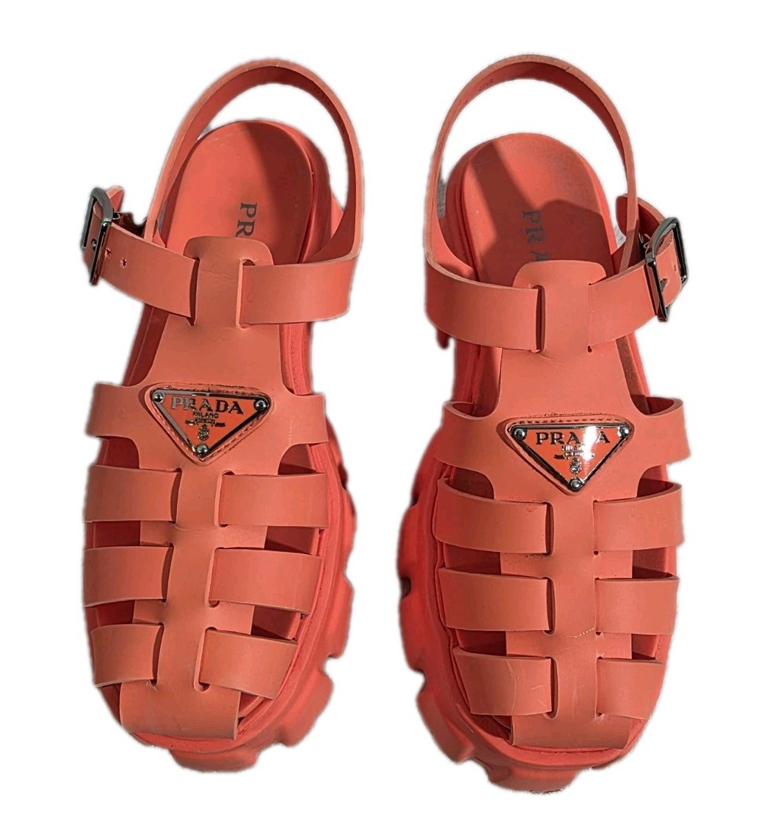PRADA サンダル PRADA Rubber Monolith Sandals Orange With Box Size US 6 EU 36 | eBay
