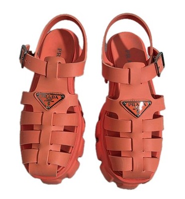 PRADA メタリックディスクミュール オレンジ PRADA Rubber Monolith Sandals Orange With Box Size US 6 EU 36 | eBay