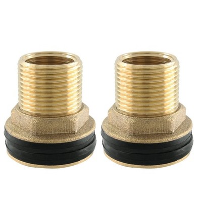 2 Pcs Brass Bulkhead Fitting, 1/2'' Female 3/4'' Male Water Tank Connector