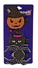 3 Halloween Hair Clips, Pumpkin-Witch/Cat/Spider, Sparkly NEW