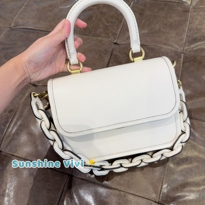 NWT Coach Rogue Top Handle Bag Brass/Chalk Glove tanned Leather