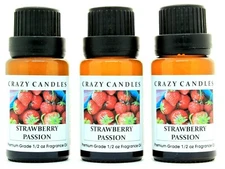 3 Strawberry Passion 1/2oz Premium Grade Scented Fragrance Oil Crazy Candles