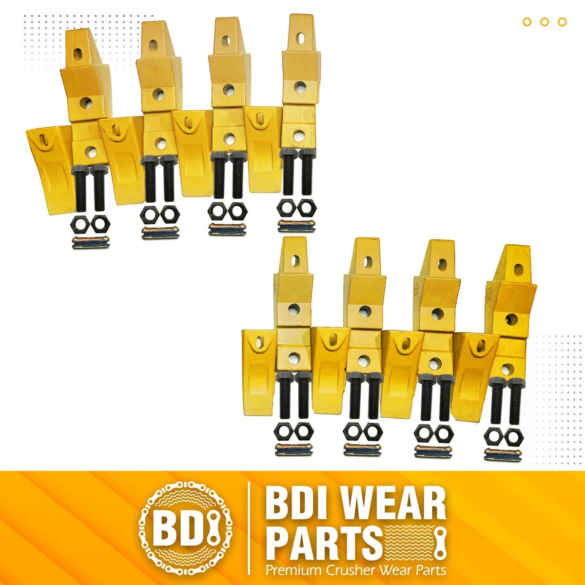 9 Set Skid Steer Bucket Bolt-On Shanks, Teeth, & Pins - Assembly