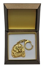King Charles Spaniel -gold plated keyring with image of a dog,in box, ArtDog USA