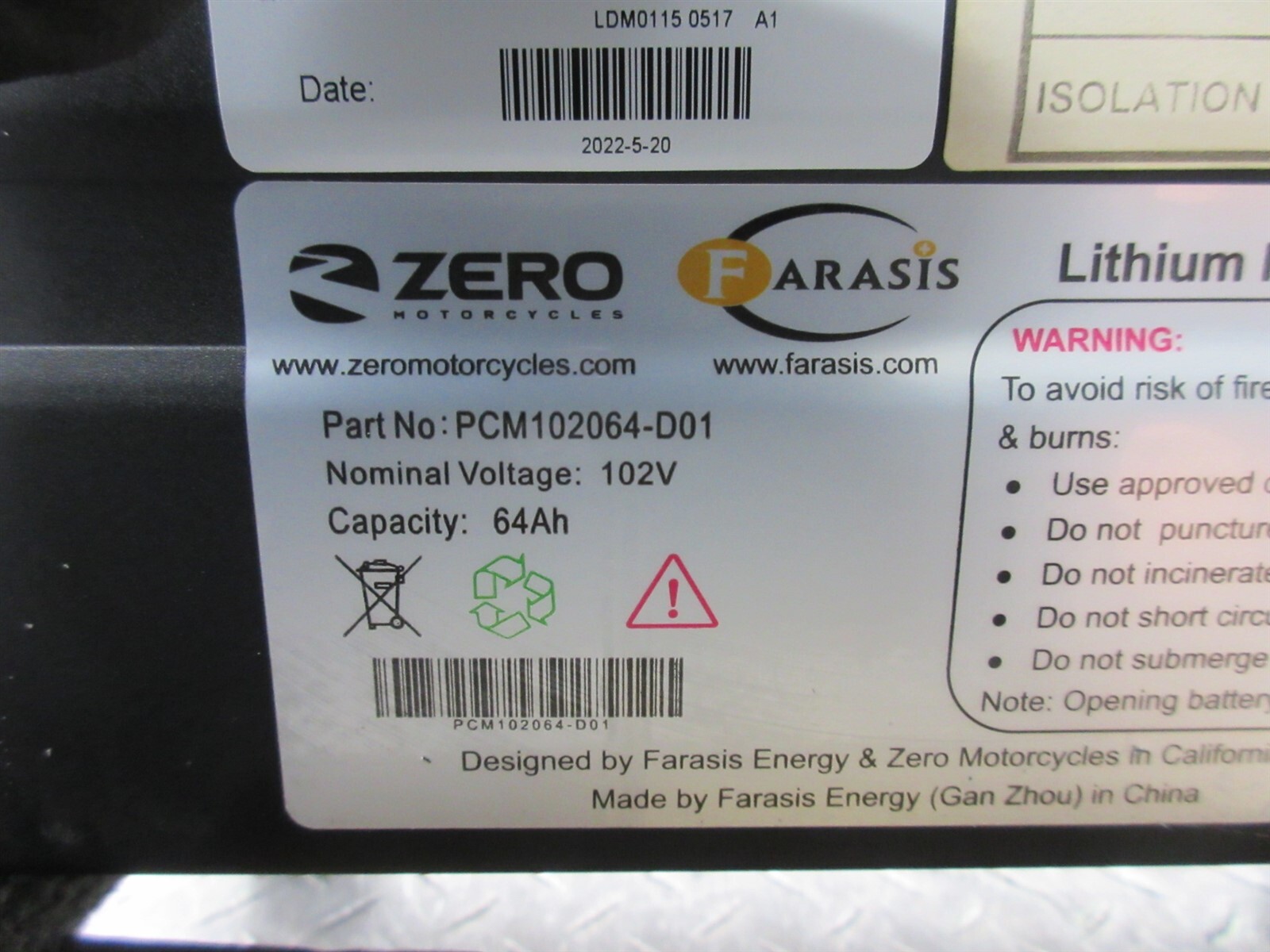 2023 Zero FX ZF7.2 Battery Tested Works Brick 