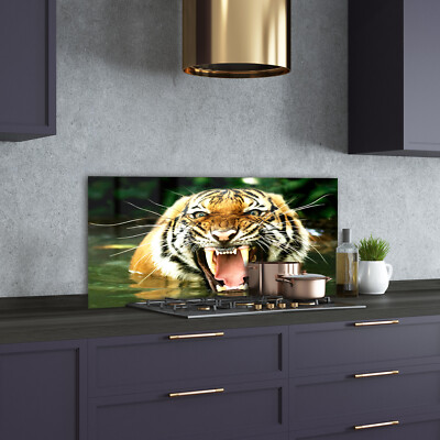 Tulup Image Sur Verre Trempé Tableaux 100x70 - Tigre Rugissant