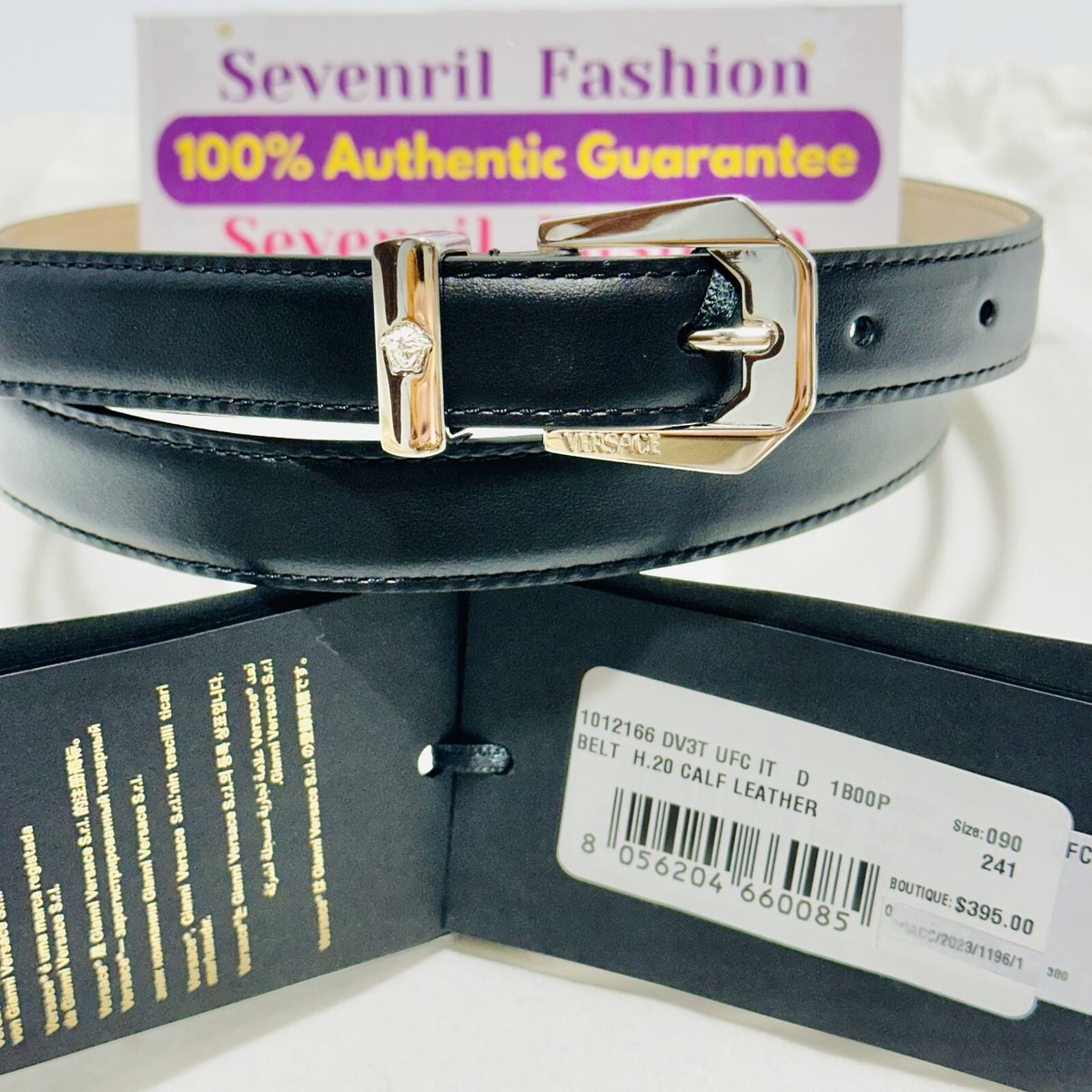 Versace Pink and Silver Medusa Women\'s Belt 90/36 NWT Versace White Leather Medusa Belt M International main image 4