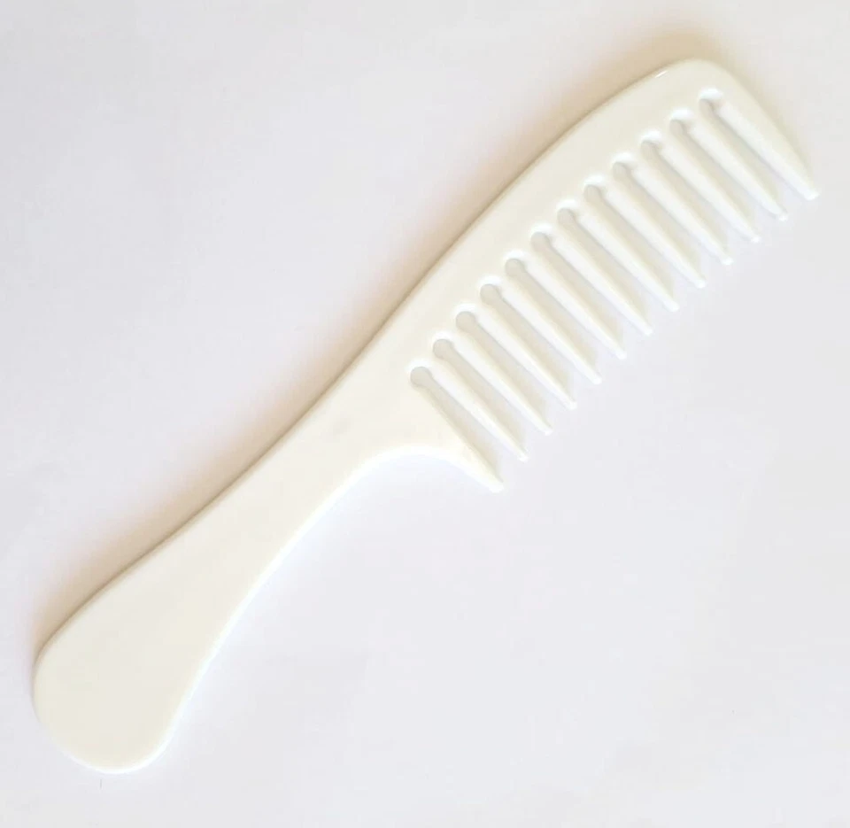 Hair Comb Women Comfy Handle Wide Tooth Colorful-Font White-Back - Image 3 of 3