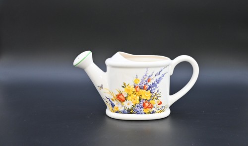 Vintage Teleflora Geschenk Keramik Übertopf Gießkanne Vase Wildblumen Schmetterling - Bild 2 von 10