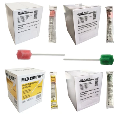 MED-COMFORT Mundpflegestäbchen Wattestäbchen Lemon Johannisbeere Minze Neutral Sticks n.Wahl