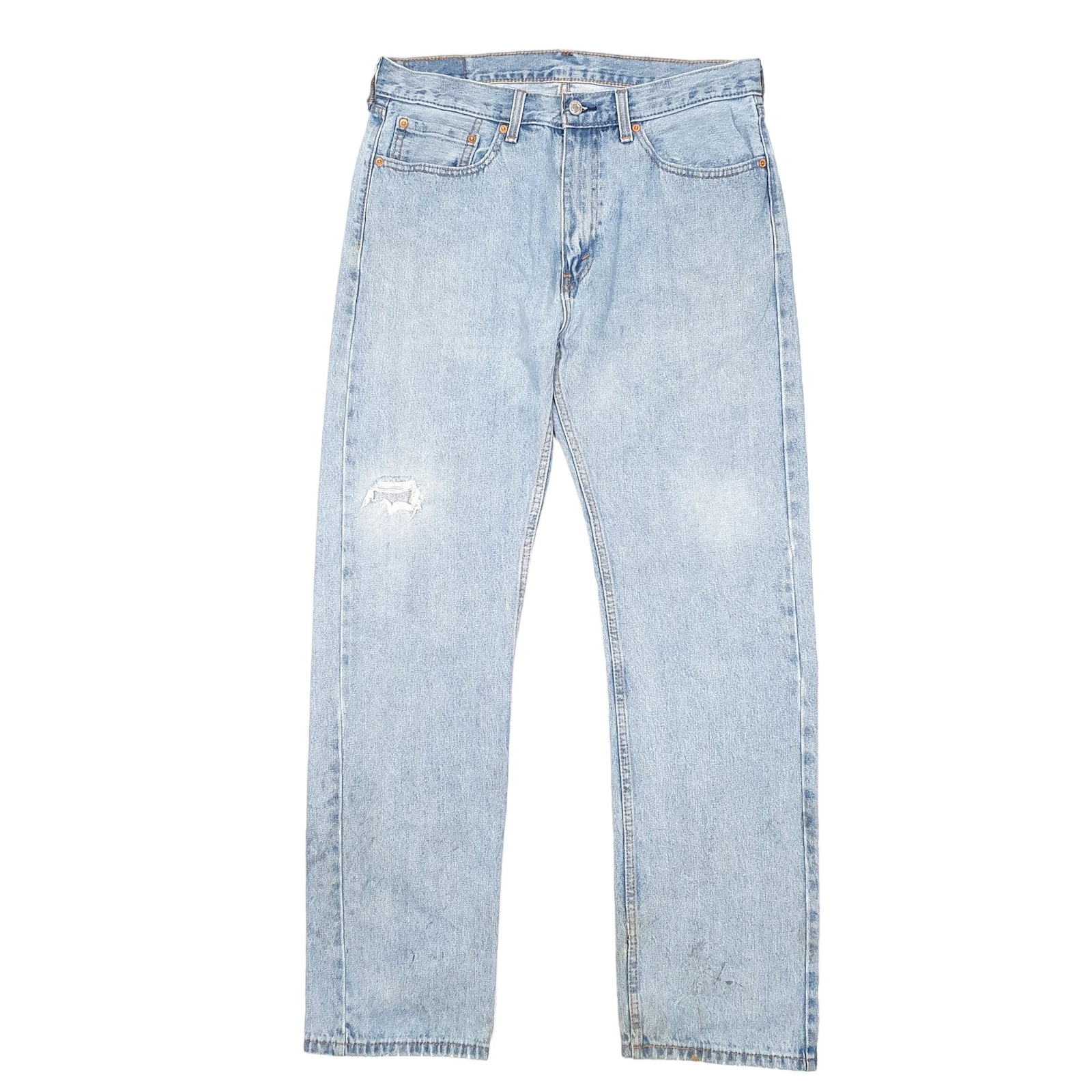 LEVIS 505 Jeans Regular Fit Blue Denim Trousers Mens W35 L32 image 2
