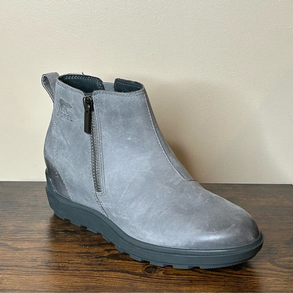 Sorel Women's Evie II Zip Wedge Booties Size 7 Quarry Grill | eBay