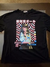 Anime Girl shirt Japanese Aesthetic Otaku Kawaii TShirt Romwe Stream GIRL SIZE L