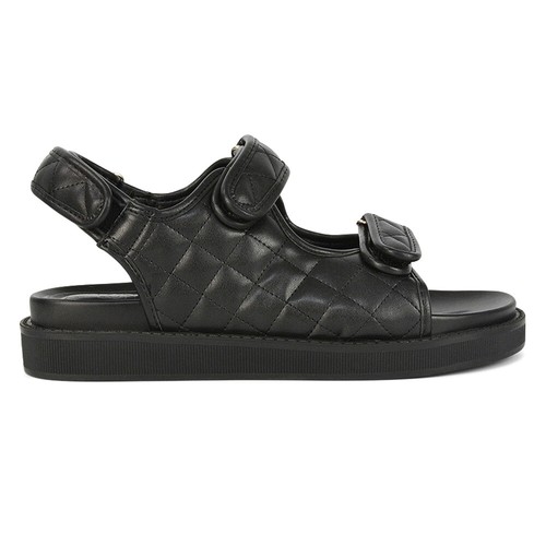 Womens Quilted Double Strap Flat Dad Sandals Ladies Flexible Sole Shoes Size 3-8 - Picture 22 of 41