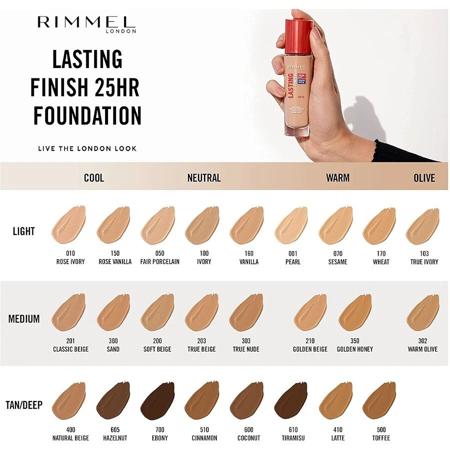 Rimmel Lasting Finish 25H Hydration Boost Foundation - 30ml - Choose Your Shade - Image 2 of 2