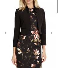 Phase Eight Cropped Black Work Smart Jacket Lined Tailored Formal Blazer Uk 8