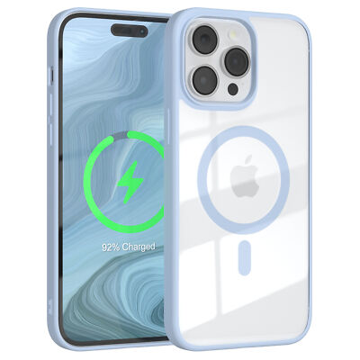 Transparente Hülle für iPhone 14 Pro Max Bumper Cover Case Durchsichtig Hellblau