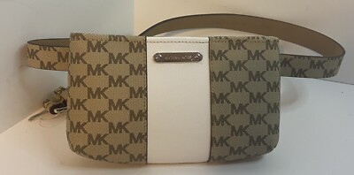 Michael Kors Women’s Belt  Fanny Pack MK Signature Logo BROWN/BEIGE/WHITE- S/M Michael Kors Women main image 2